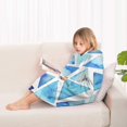 thumbnail image 4 of Blue Watercolor Triangle Pattern Blanket Hoodies for Kids 6-13YR Oversize Wearable Blanket Hoodies for Boys Girls Teens, 4 of 7