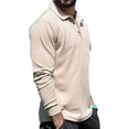 thumbnail image 3 of CENL Mens Casual Slim Fit Ribbed Long Sleeve Stand Collar Button Shirts T-shirt Tops, 3 of 9