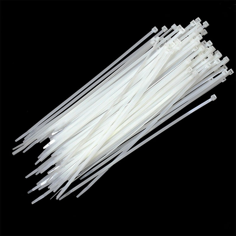 FDA 100Pcs Pack 8" inch white Network Cable Cord Wire Tie Strap Zip Nylon 66 