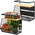 thumbnail image 1 of Estante magnético con tapa de madera, adecuado para refrigerador, encimera de cocina, microondas, estante de especias, almacenamiento de verduras y frutas, estante de almacenamiento de gran capacidad, 1 of 10