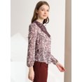 thumbnail image 4 of Allegra K Blusa Floral De Manga Larga Con Panel De Encaje Y Cuello Con Volantes Para Mujer Rosa L Unique Bargains Blusa, 4 of 6