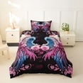 thumbnail image 2 of Erosebridal Pink Blue Wings Twin Bedding,Vintage Damask Flower Duvet Cover Set For Girl,Dreamy Princess Style 2-Piece,No Comforter,Reversible, 2 of 6