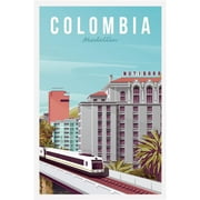 EzPosterPrints - Retro World Famous City Posters - Decorative, Vintage, Retro, Grunge Travel Poster Printing - Wall Art Print for Home Office - COLOMBIA, COLOMBIA - 12X18 inches