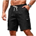 thumbnail image 1 of Mens Elastic Waist Shorts Solid Color Multi Pocket Work Pants, Casual Cargo Shorts with Button for Summer, 1 of 9