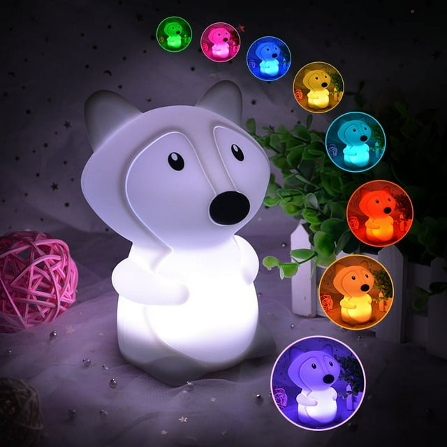 Jinsinto 1PC Fox Night Light for Kids USB Adjustable Color Silicone Bedside Lamp with Remote or Beat,103*100*142MM