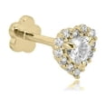 thumbnail image 5 of AVORA 14K Yellow Gold Heart-Shaped Simulated Diamond CZ Halo Cartilage Piercing Flat Back Earring Body Jewelry (18 Gauge), 5 of 5