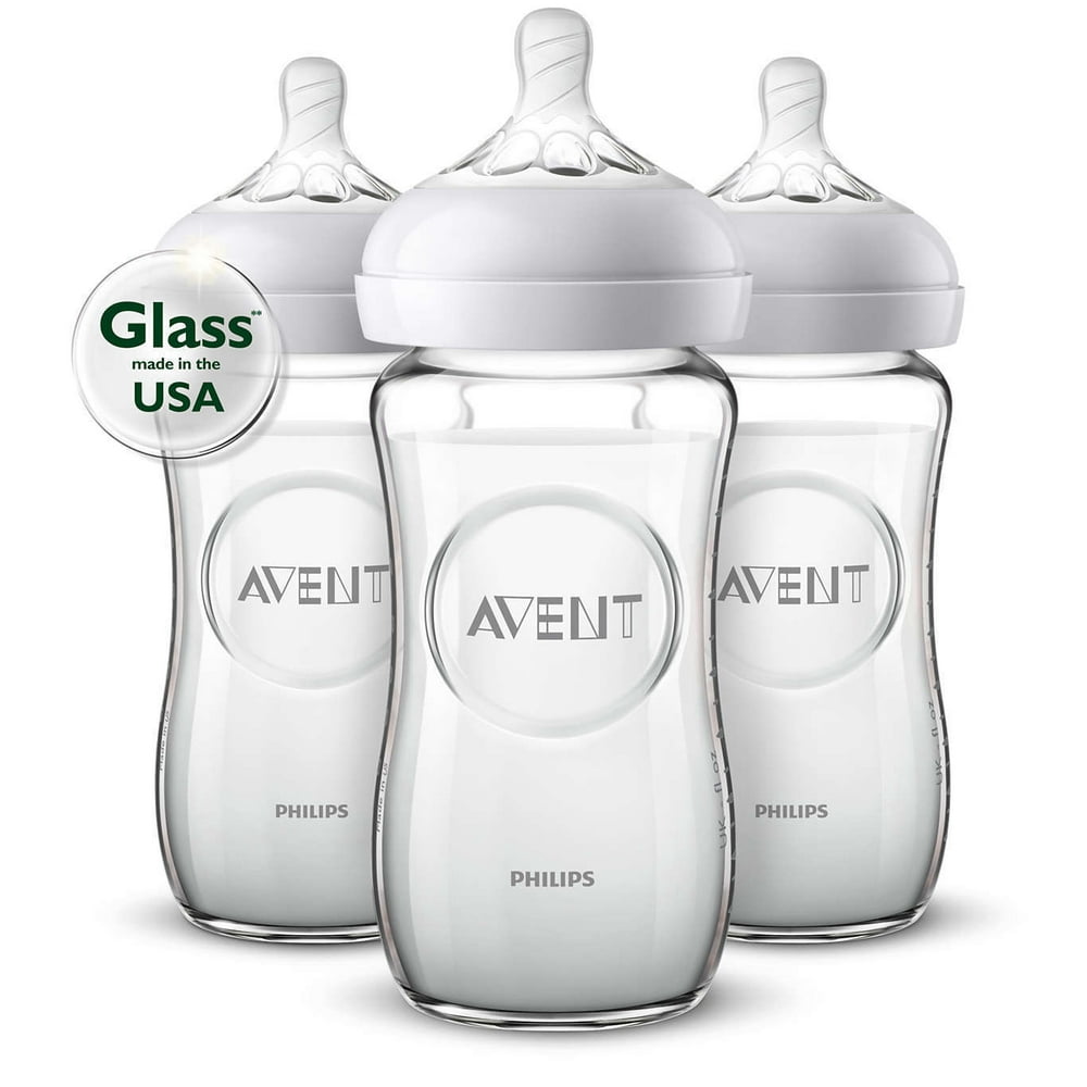 Philips Avent Natural Glass Baby Bottle, 8oz, 3pk, SCF703/37 - Walmart