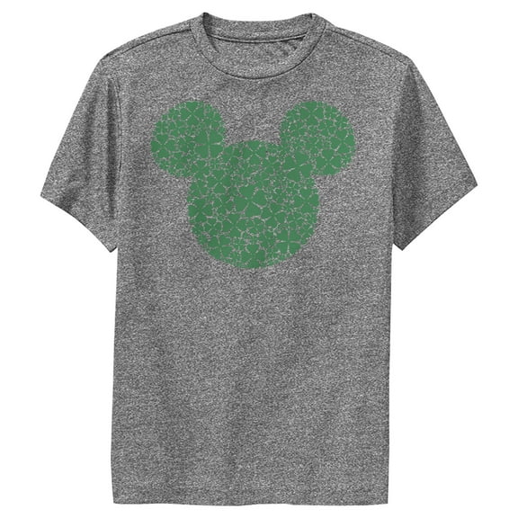 Boy's Mickey & Friends Mickey Mouse Clover Silhouette Performance Graphic Tee Charcoal Heather Large