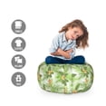 thumbnail image 2 of Spring Storage Toy Bag Chair, Tropical Palm Leaves with Hibiscus Flowers Aloha Flowers Jungle Foliage, Stuffed Animal Organizer Washable Bag, Large Size, Fern Green and Rose, by Ambesonne, 2 of 3