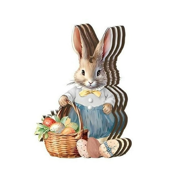 Binwennn Retro Easter Wooden Decorations Rabbit Wooden Hollow Rural Farmhouse Easter Home Decorations Suitable For Tree Family Party Decoration Cat Products for Cat Lovers Snowman Garland for