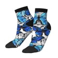 thumbnail image 2 of Bingfone Blue And White Butterflies Design Patterned Men'S Women'S Casual Cotton Socks, 2 of 9