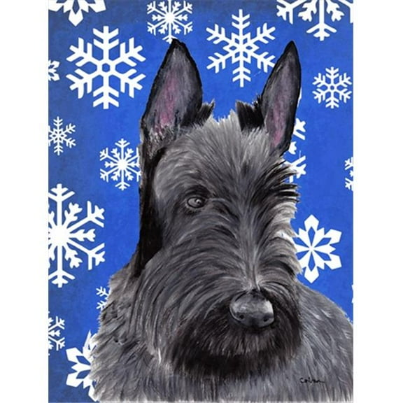 11 x 15 in. Scottish Terrier Winter Snowflakes Holiday Garden Size Flag