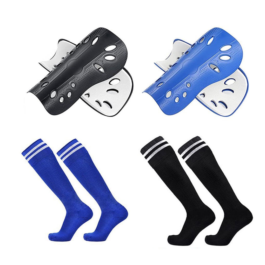 TureClos 2 Sets Soccer Shin Guards Soccer Socks Youth Kids Calf