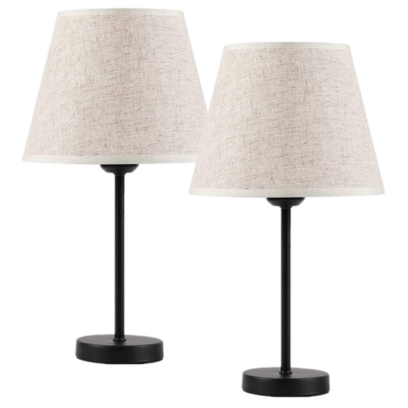 Oumilen Set of 2 Black Bedroom Table Lamps with Base Set of 2