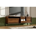 thumbnail image 6 of 70.8 Inch Modern TV Stand for 75 Inch TV, Entertainment Center with Storage Space, Sliding Doors, Adjustable Shelves and Metal Frame, Mid Century Modern, Brown, 6 of 11