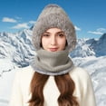 thumbnail image 6 of 3 in 1 Beanie Hat For Women, Upgrade 3 in 1 Beanie Hat with Scarf and Mask, Fall Winter Warm Knitted Ski Scarf and Mask Set (Gray), 6 of 9