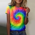 thumbnail image 2 of xfsWaSs Tie-Dye T Shirts for Women Crew Neck Graphic Tees Tie Dye T-Shrits Summer Short Sleeve T Shirt Top Fashion Clothes, 2 of 5