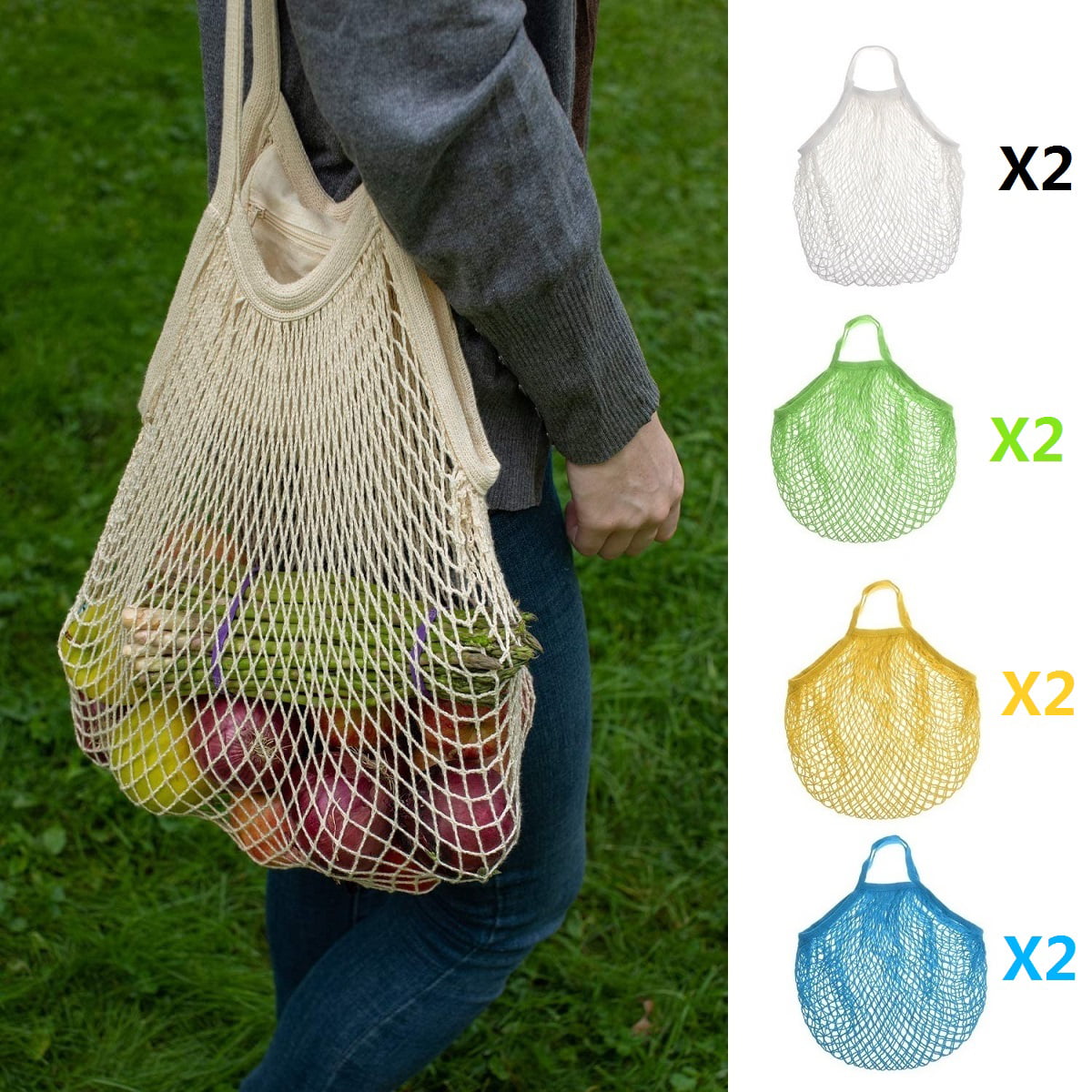 Ecology Reusable Organic Mesh Grocery Shopping Produce Net Bag Market String Bag 