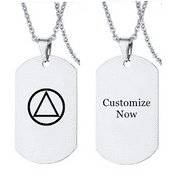 Personalized NA Sobriety Gifts for Women Men Inspirational Stainless Steel Military Necklace Pendant Sober Surgery Alcoholics Anonymous Addiction Recovery Gifts for Friends Family,Customized