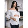 thumbnail image 4 of Blusa Maternidad Off Shoulder Rayón Fresca Cómoda Ropa Embarazo Blusa Mujer Versátil Color Blanco, 4 of 4