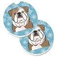 thumbnail image 1 of Snowflake English Bulldog Ensemble de 2 Porte-Gobelets sous-Verre de Voiture, 1 of 1