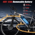 thumbnail image 2 of Black electric mountain bike, 749W motor, 19.9MPH,48V 12Ah battery, carbon steel frame, adult 26-inch electric commuter bike ,Class 2, UL 2849, 2 of 8