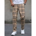 thumbnail image 3 of Betivan Men's Fashion Plaid Outdoor Casual Pants Elastic Waist Slim Pencil Fit Durable Comfortable Pants Stylish Daily Work Bottoms for Office Daily Outing Street Leisure, 3 of 9