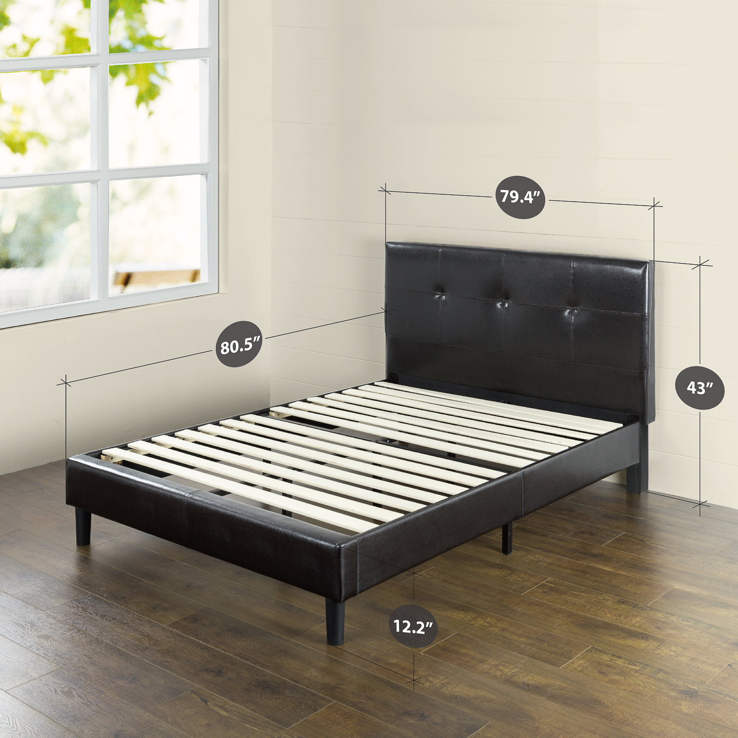 Zinus Kitch 43” Faux Leather Upholstered Platform Bed Frame, King - image 5 of 7