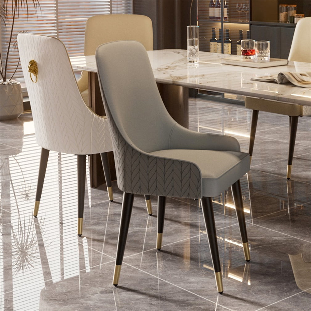 Wisfor Set of 2 Microfiber Leather Dining Chairs Soft Upholstered Kitchen Chairs Seat,Grey Colour