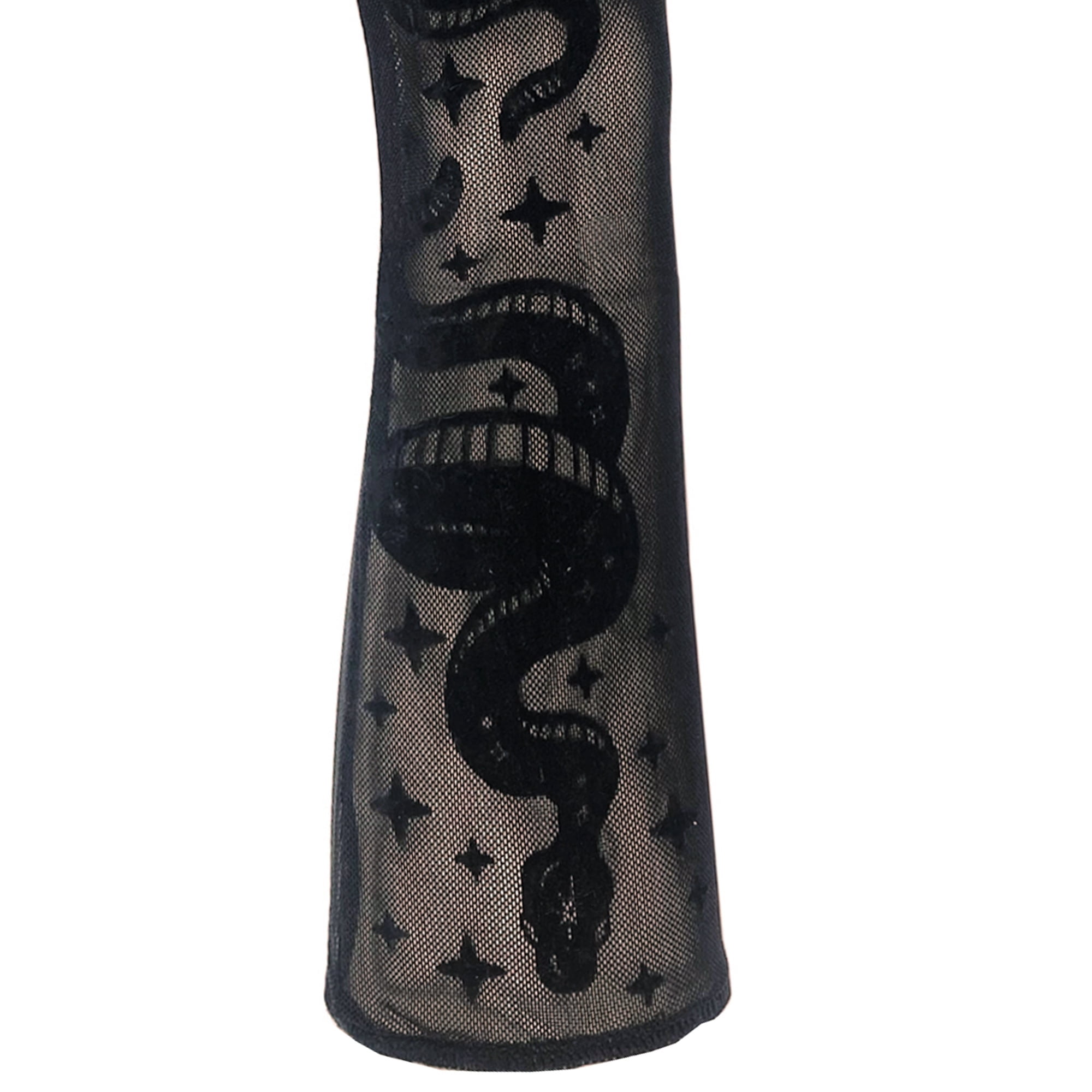 Snake Pattern Sheer Gloves Costume Accessory for Adults, Black, Halloween by Way To Celebrate