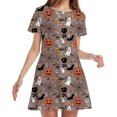 thumbnail image 3 of Vestido corto hasta la rodilla de manga corta con cuello redondo para mujer, minivestido Sexy con estampado de Mickey y Minnie de Disney para fiesta de Halloween, 2022, 3 of 5