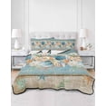 thumbnail image 2 of Twin Quilt Bedding Set, Teal Blue Brown Beach Coastal Reversible Summer Quilt 3 Pieces, Nautical Shell Starfish Coral Summer Lightweight Bedspreads Coverlets with 2 Pillow Shams for All Seasons, 2 of 5