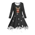 thumbnail image 4 of Girls Christmas Dress Girls Holiday Dresses Kids Toddler Girls Christmas Trees Deer Print Christmas Long Sleeve Party Princess Dress, 4 of 5