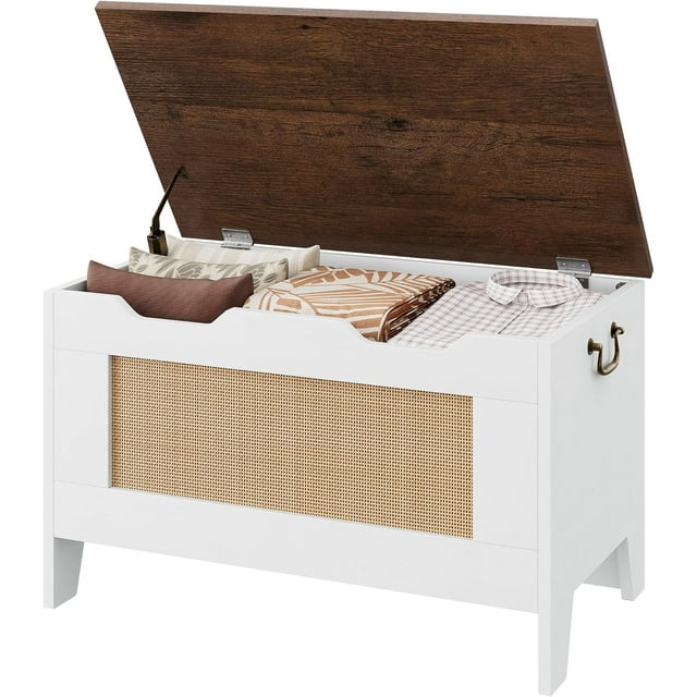 Storage Chest 30Inch Toy Chest for Boys and Girls, Kids Wood Large Toy Box with Safety Hinge, Storage Bench, Lightweight, Foldable, Space-Saving, Multi-Functional Stool