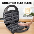 thumbnail image 6 of Corn Dog Waffle Maker,850W Hot Dog Waffle Machine with Non-stick Coating Plate, 6 Corn Dogs Maker Toaster ,Black, 6 of 7