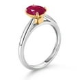 thumbnail image 3 of Gem Stone King 925 Sterling Silver and 10K Yellow Gold Red Ruby Solitaire Engagement Ring for Women (1.60 Cttw, Oval 8X6MM, Gemstone July Birthstone, Available in Size 5, 6, 7, 8, 9), 3 of 4