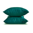 thumbnail image 5 of Peacock Green Decorative Lumbar Pillow Cover 12"x14" | Pack of 2 Modern Art Silk Oblong Cushion Cover | Solid,Two Tone Silk Pillowcases for Bed, Couch & Sofa, Modern Home Décor - Peacock Green Luxury, 5 of 9