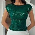 thumbnail image 5 of Green Young Adult Tops Women's Sleeveless Glitter Sequin Tank Tops Vest Tops Backless Glitter Camisole Going Out Tops for Women, 5 of 6