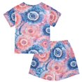 thumbnail image 5 of joogoo Blue Tie Dye Pink Pattern Pajama Sets Short Sleeve Cotton 2-Piece Sleepwear 5Y, 5 of 7