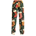 thumbnail image 6 of WTOBBY Women's Holiday-Themed Anime Pajama Pants, Sleepwear with Elastic Waist for Casual Wear, Straight Leg Trousers for Yoga and Christmas Print Design for Cozy Home Use,Dark Green L, 6 of 7