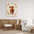 thumbnail image 2 of Stupell Industries Peach Flower Border Cow Canvas Wall Art design by Petal Prints Design, 40 x 30, 2 of 7