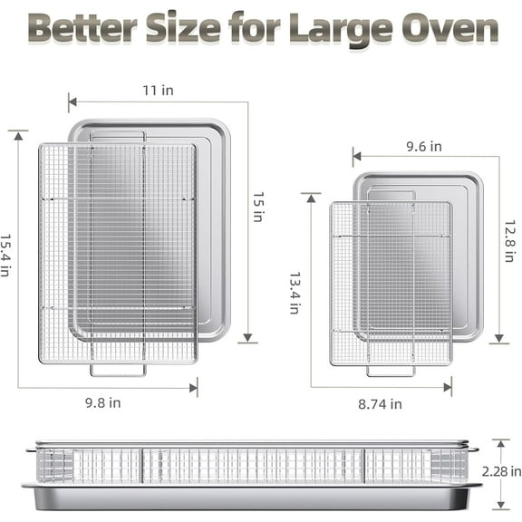 Air Fryer Basket for Oven, 25% Thicker, Stainless Steel Crisper Tray with Magnetic Cheat Sheet