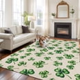 thumbnail image 2 of Large Area Rugs for Living Room Bedroom, St. Patrick's Day 6'x9' Rug Washable Carpet Runner Indoor Outdoor, Green Lucky Clovers Watercolor Rustic Non Slip Floor Mats Rug for Kitchen, Playroom, 2 of 8