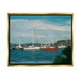 thumbnail image 3 of Stupell Industries Sailboat Fleet Afloat Ocean Water Distant Hills Painting Metallic Gold Floating Framed Canvas Print Wall Art, Design by Stephen Calcasola, 3 of 5