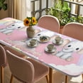 thumbnail image 3 of Elephants Table Cloths for 8 Foot Rectangle Tables, Cute Rainbow Clouds Pink Purple Patio Waterproof Elastic Fitted Tablecloths, Washable Rectangular Table Cover for Camping, 3 of 8