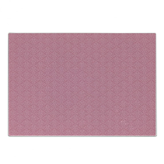 Pale Pink Cutting Board, Baroque Pattern with Damask Inspired Motifs Old Fashioned Rococo Influences, Decorative Tempered Glass Cutting and Serving Board, Small Size, Pink Pale Pink, by Ambesonne