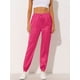 thumbnail image 2 of Pantalones cargo de satén sedoso de tiro alto elástico con cordón para mujer Rosa XL, 2 of 6