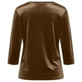 thumbnail image 5 of Women 3/4 Sleeves Tops Three Quarter Length Sleeve Velvet T Shirts Pullover Casual Dressy Velour Tunic Blouses Khaki XL, 5 of 8