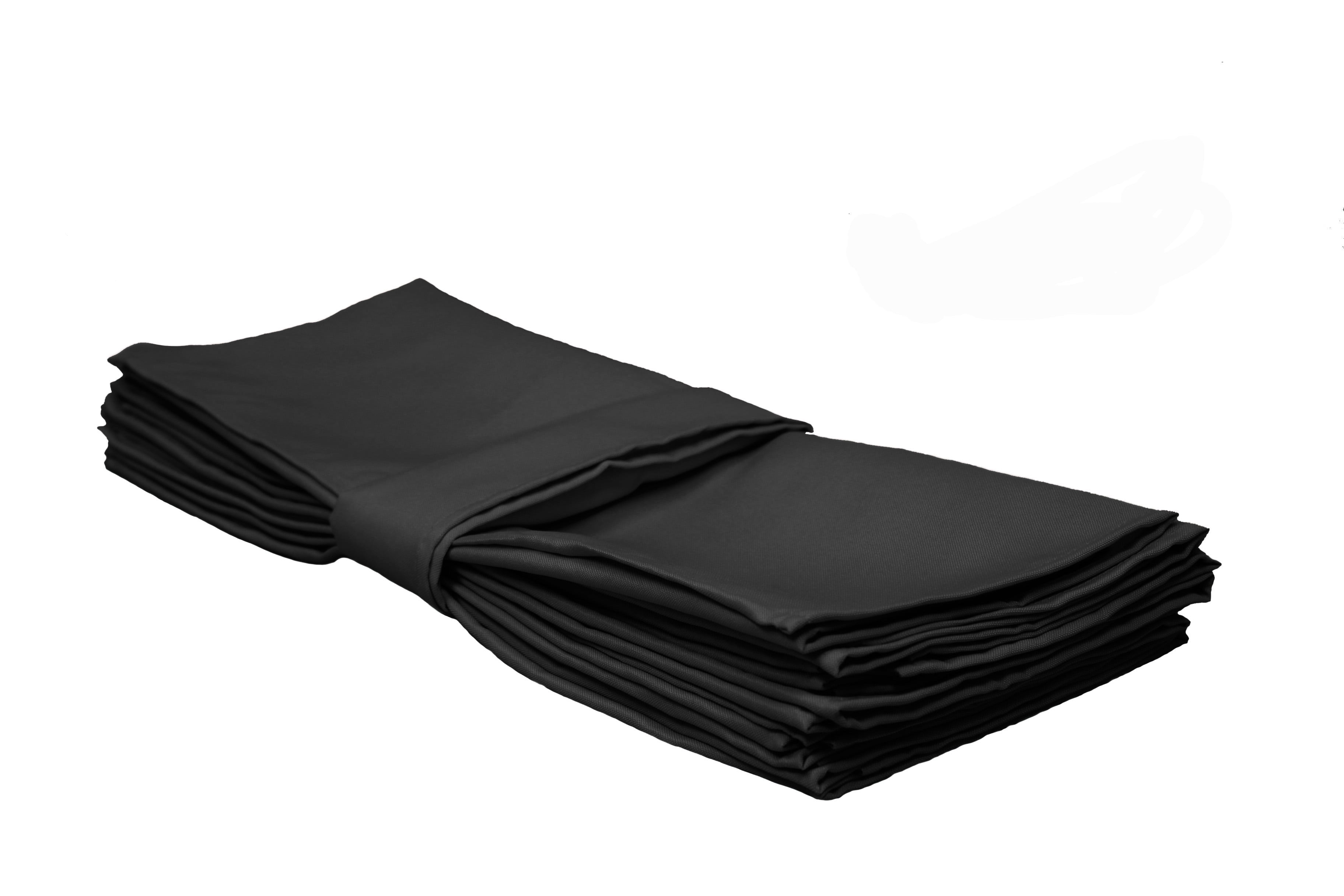 TableLinensforLess 17x17 inch Polyester Cloth Napkins, Set of 12 (Black)