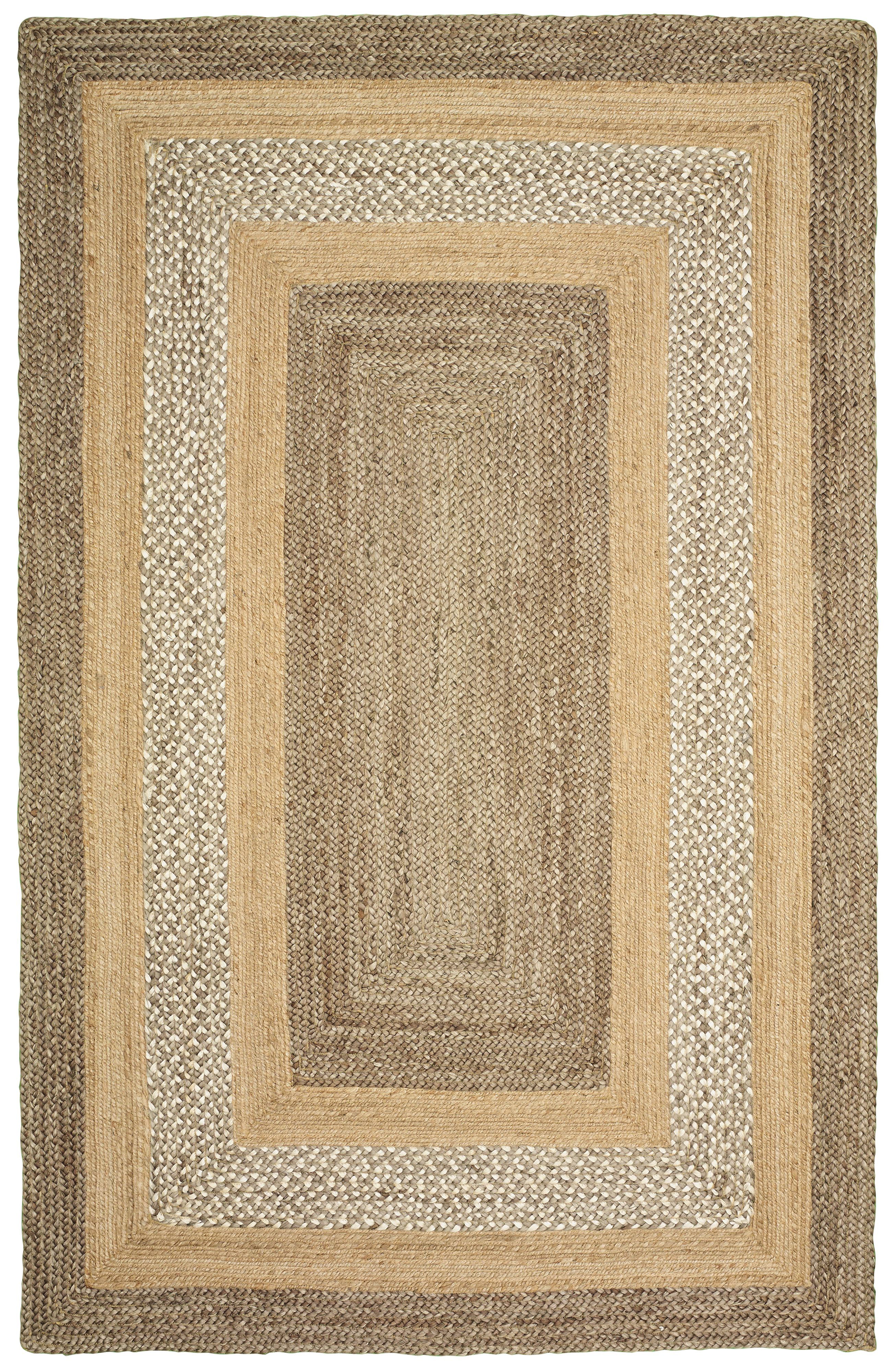 Lr Home Natural Jute Classic Braided Indoor Area Rug Natural/4' Round/Cottage/Round 